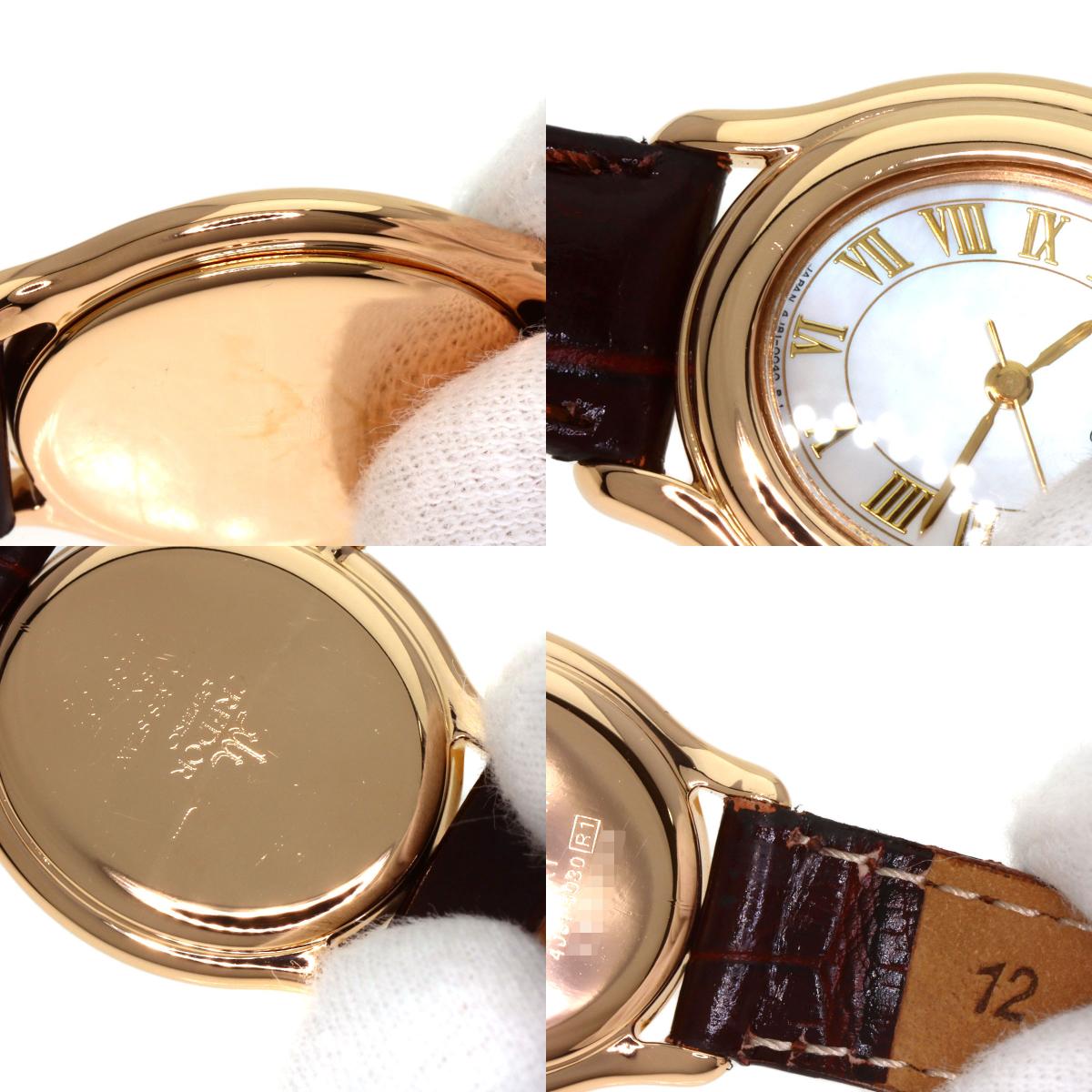 セイコー 4J81-5030 クレドール オーバルフェイス 腕時計 K18ピンクゴールド/革 レディース 【中古】【SEIKO】