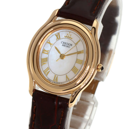 セイコー 4J81-5030 クレドール オーバルフェイス 腕時計 K18ピンクゴールド/革 レディース 【中古】【SEIKO】