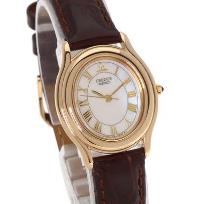 セイコー 4J81-5030 クレドール オーバルフェイス 腕時計 K18ピンクゴールド/革 レディース 【中古】【SEIKO】