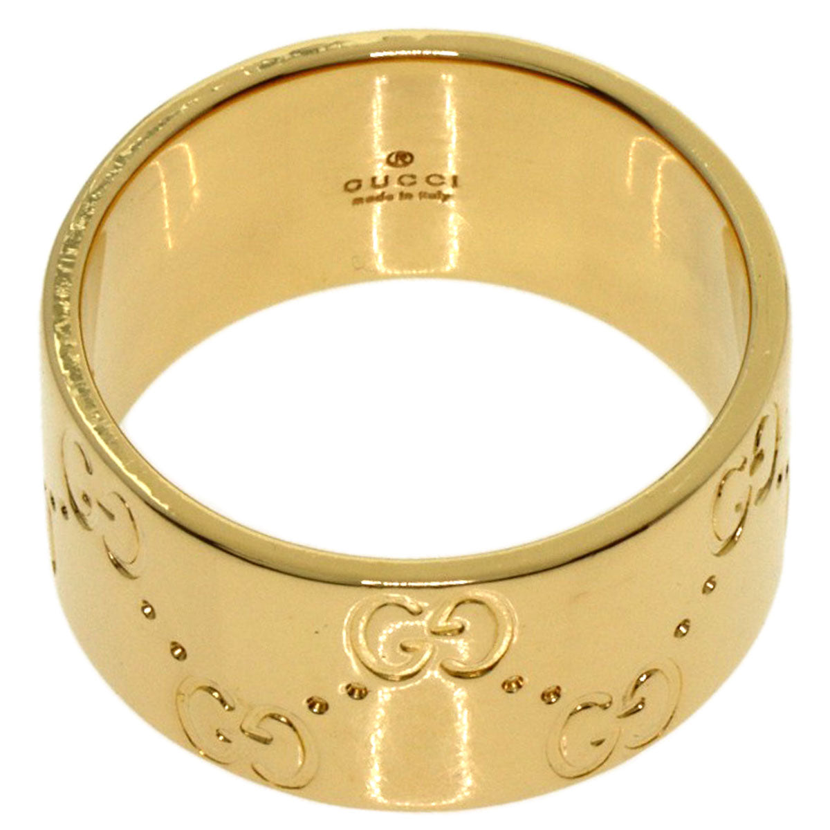 GUCCI Icon Wide #12 Ring K18 Yellow Gold Ladies [Used]