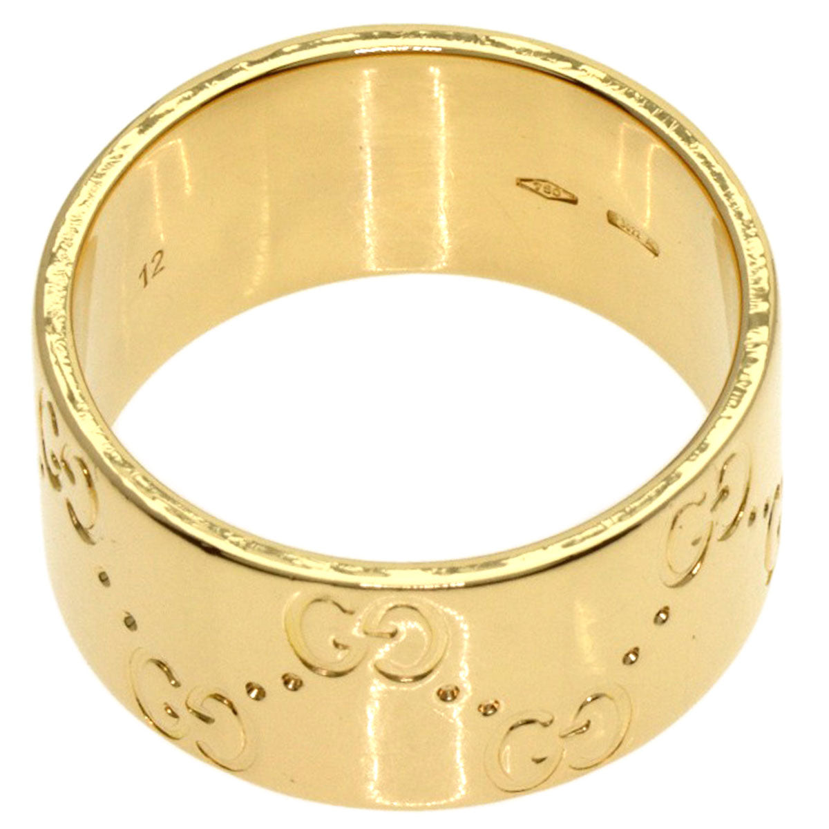 GUCCI Icon Wide #12 Ring K18 Yellow Gold Ladies [Used]