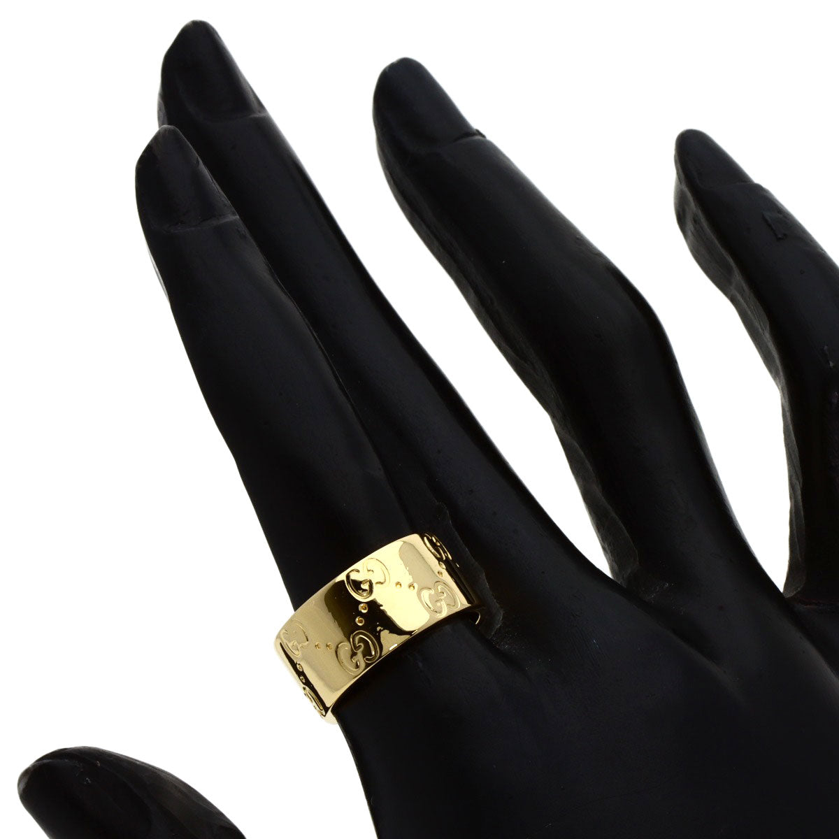 GUCCI Icon Wide #12 Ring K18 Yellow Gold Ladies [Used]