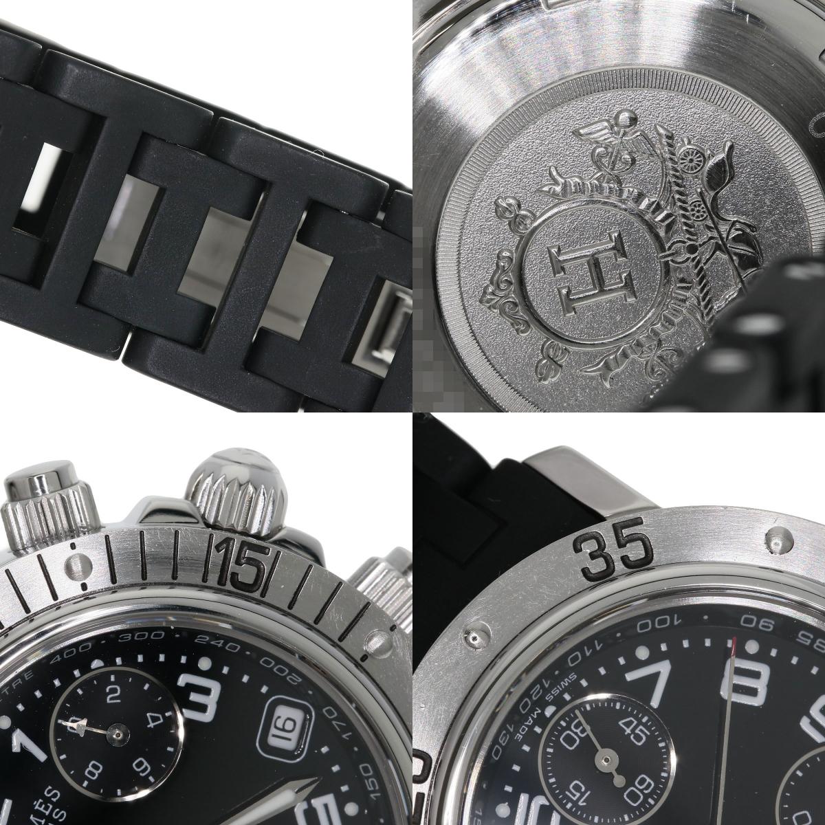 HERMES Clipper Diver Chronograph Watches CL2.315 Stainless Steel/Rubber Ladies
