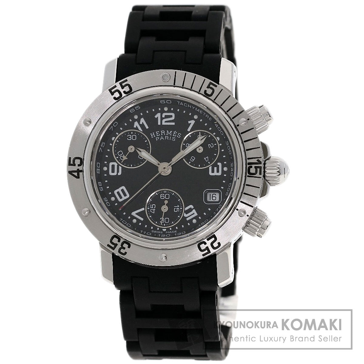 HERMES Clipper Diver Chronograph Watches CL2.315 Stainless Steel/Rubber Ladies