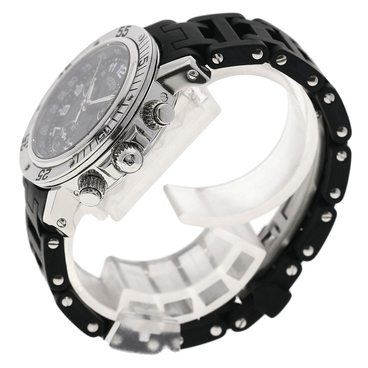 HERMES Clipper Diver Chronograph Watches CL2.315 Stainless Steel/Rubber Ladies