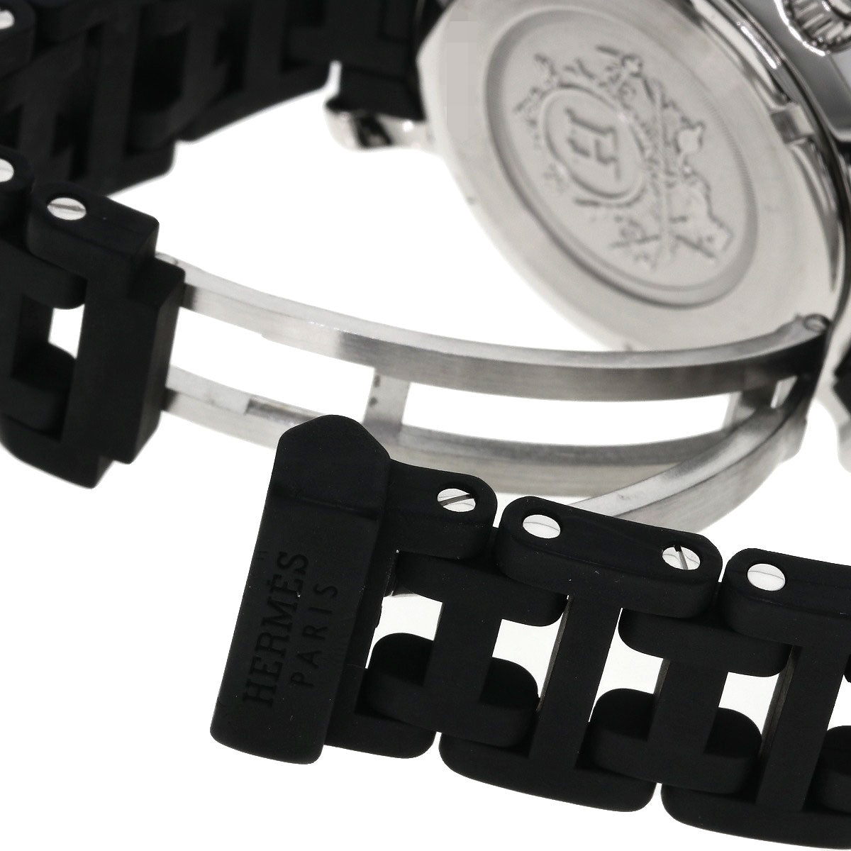 HERMES Clipper Diver Chronograph Watches CL2.315 Stainless Steel/Rubber Ladies