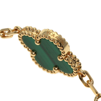 Van Cleef & Arpels Vintage Alhambra Malachite Diamond Bracelet K18 Yellow Gold Ladies [Used]