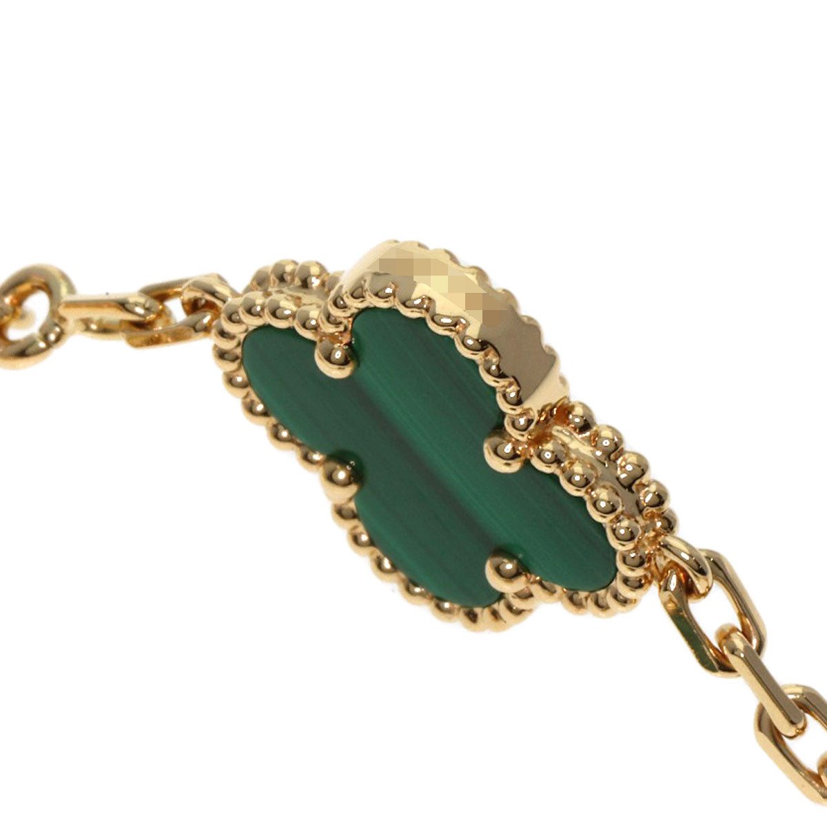 Van Cleef & Arpels Vintage Alhambra Malachite Diamond Bracelet K18 Yellow Gold Ladies [Used]