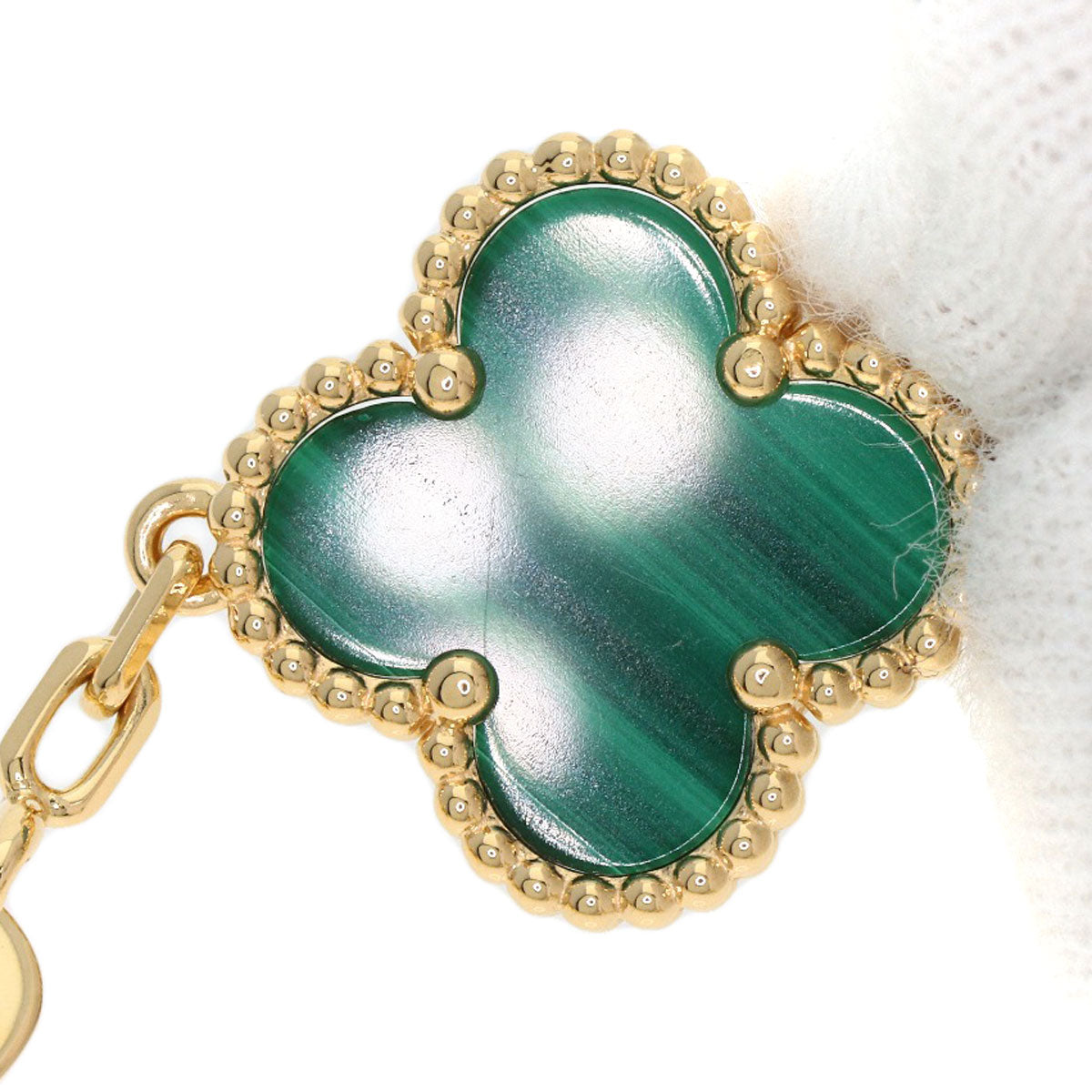 Van Cleef & Arpels Vintage Alhambra Malachite Diamond Bracelet K18 Yellow Gold Ladies [Used]