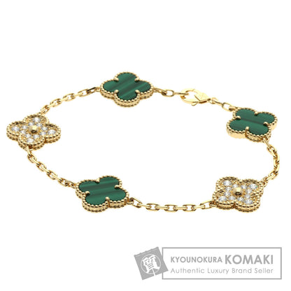 Van Cleef & Arpels Vintage Alhambra Malachite Diamond Bracelet K18 Yellow Gold Ladies [Used]