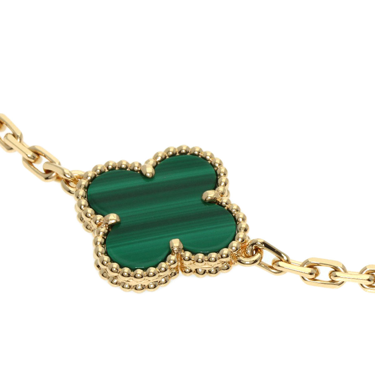 Van Cleef & Arpels Vintage Alhambra Malachite Diamond Bracelet K18 Yellow Gold Ladies [Used]
