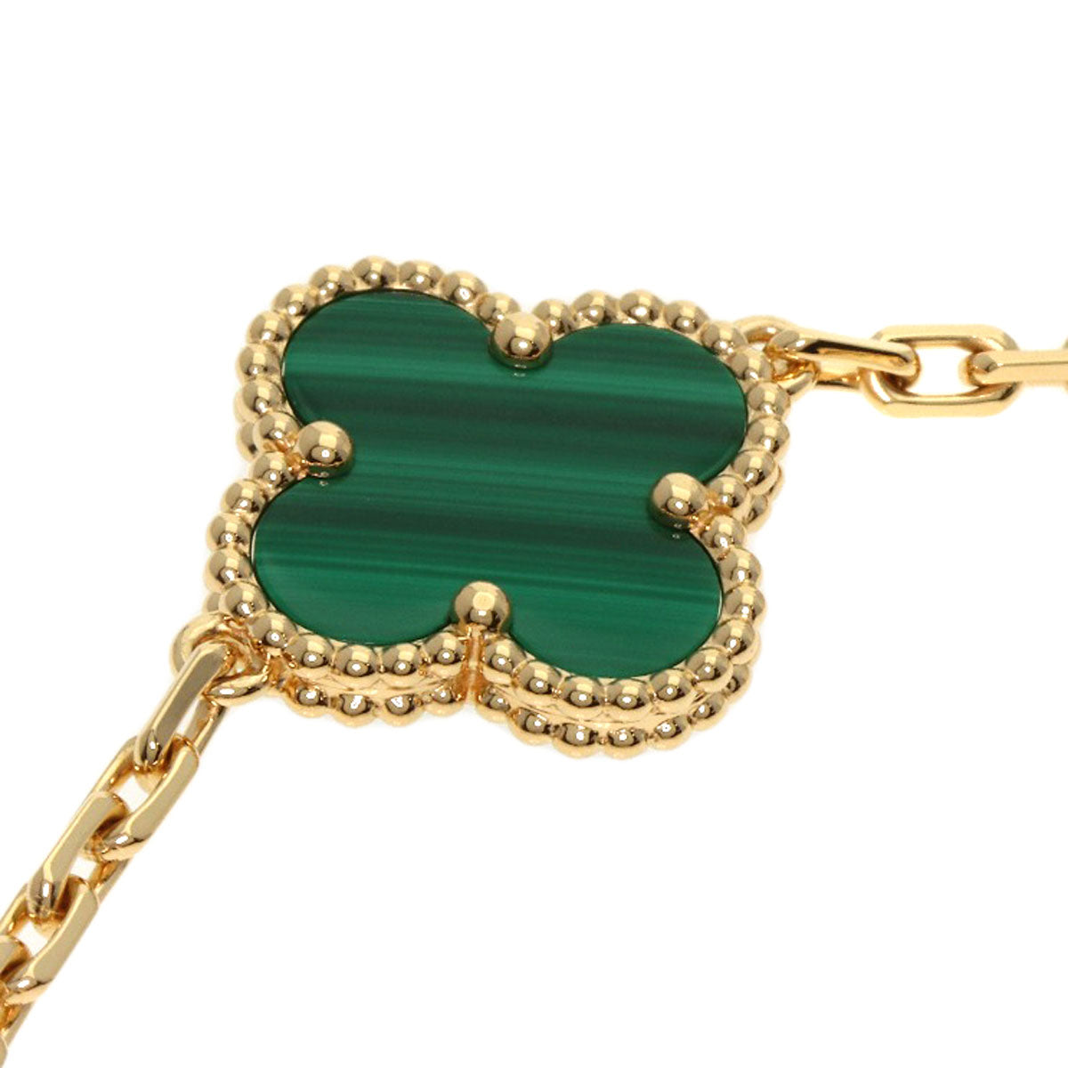 Van Cleef & Arpels Vintage Alhambra Malachite Diamond Bracelet K18 Yellow Gold Ladies [Used]