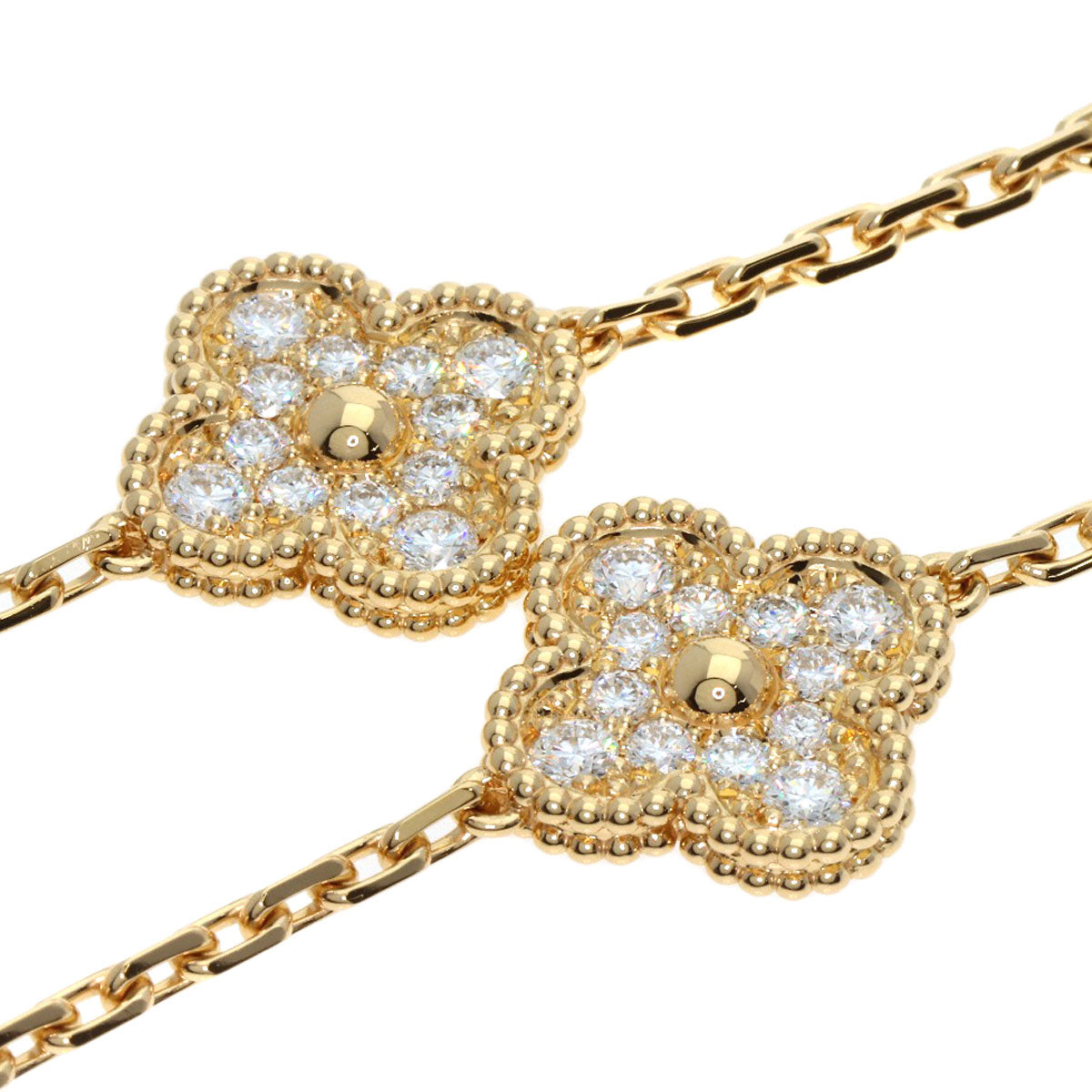 Van Cleef & Arpels Vintage Alhambra Malachite Diamond Bracelet K18 Yellow Gold Ladies [Used]