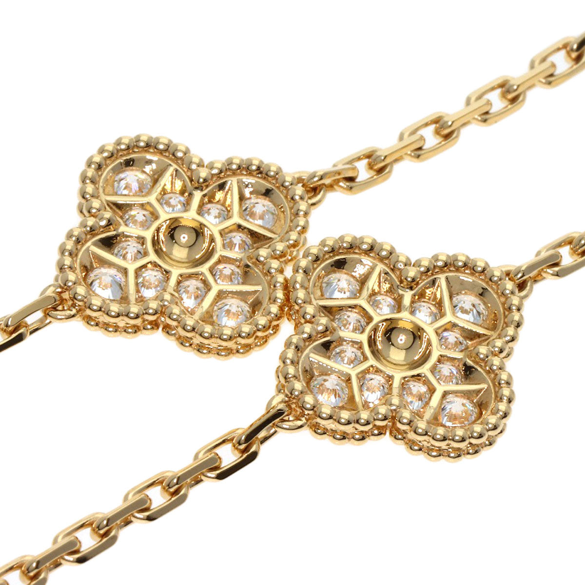 Van Cleef & Arpels Vintage Alhambra Malachite Diamond Bracelet K18 Yellow Gold Ladies [Used]