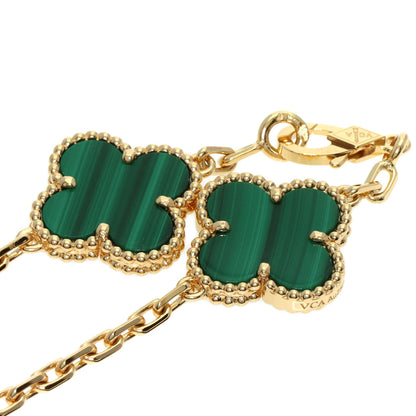 Van Cleef & Arpels Vintage Alhambra Malachite Diamond Bracelet K18 Yellow Gold Ladies [Used]