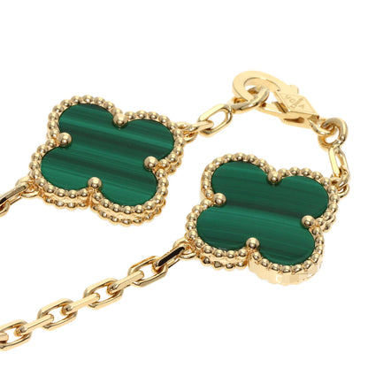 Van Cleef & Arpels Vintage Alhambra Malachite Diamond Bracelet K18 Yellow Gold Ladies [Used]
