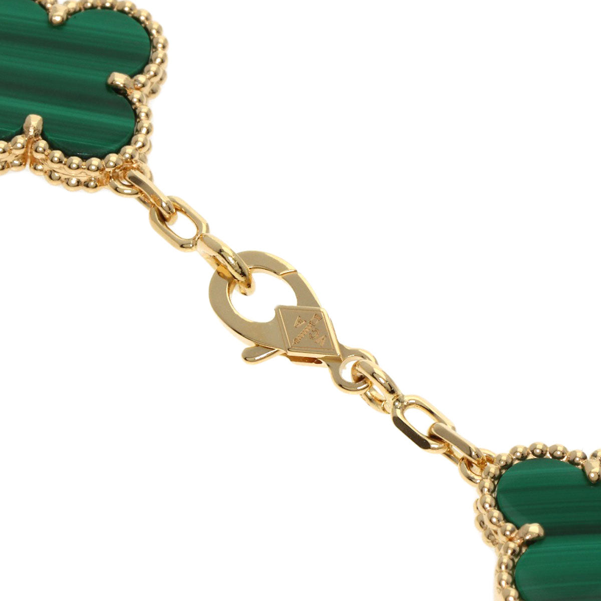 Van Cleef & Arpels Vintage Alhambra Malachite Diamond Bracelet K18 Yellow Gold Ladies [Used]