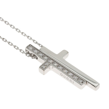 GUCCI Separate Cross Diamond Necklace K18 White Gold Ladies [Used]
