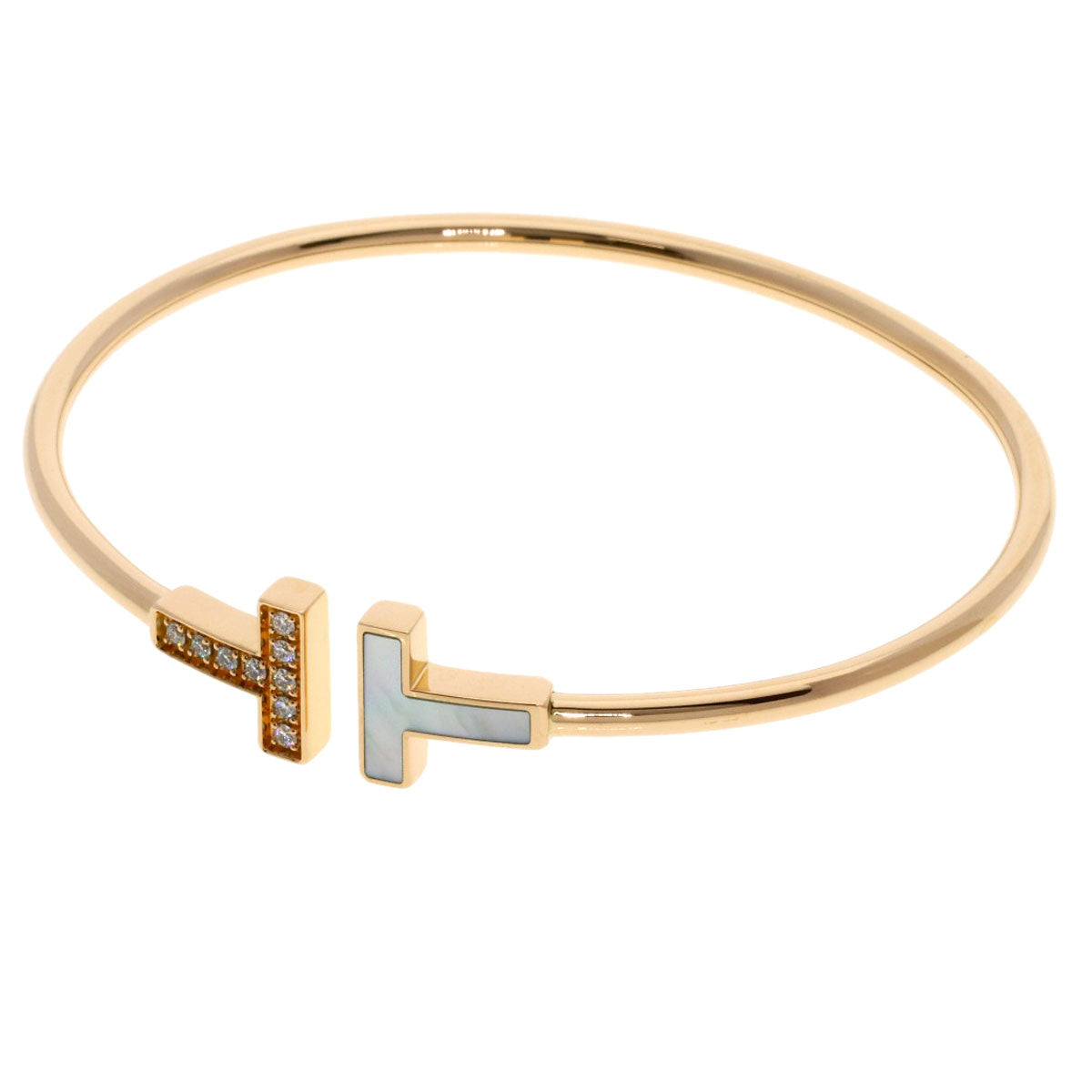 TIFFANY&Co. TWire Shell Diamond Bracelet K18 Pink Gold Ladies [Used]