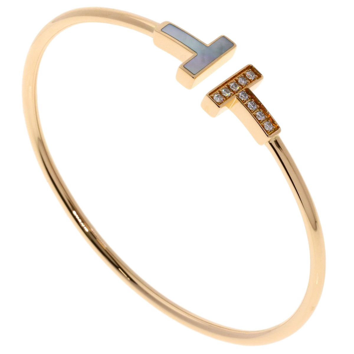 TIFFANY&Co. TWire Shell Diamond Bracelet K18 Pink Gold Ladies [Used]