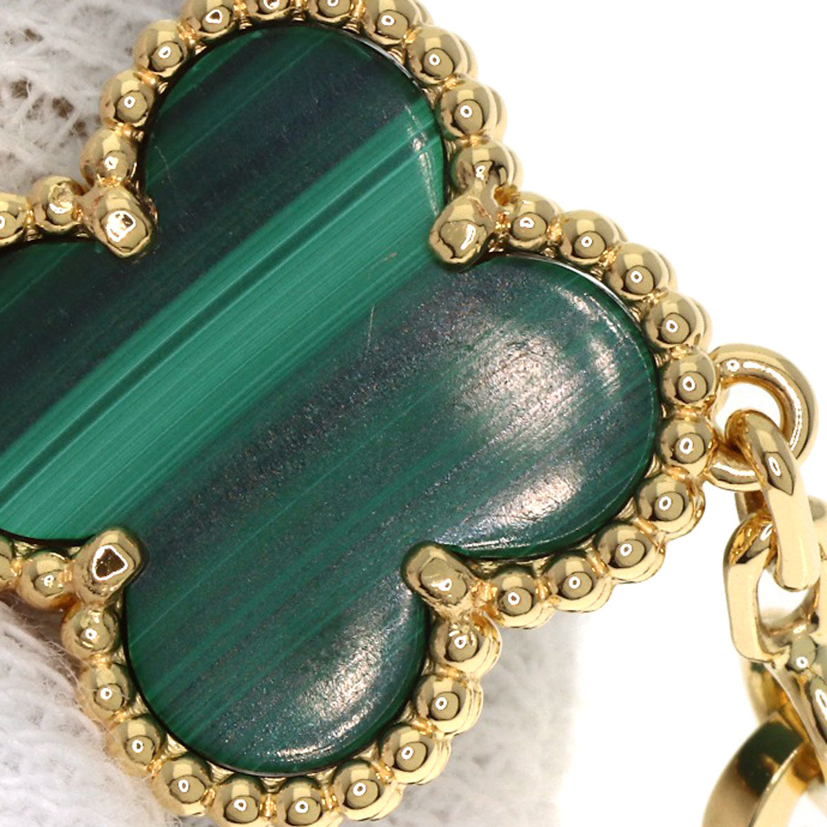 Van Cleef & Arpels Vintage Alhambra Malachite Diamond Bracelet K18 Yellow Gold Ladies [Used]