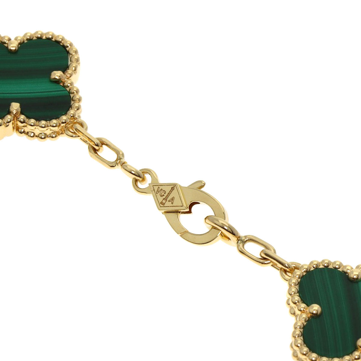 Van Cleef & Arpels Vintage Alhambra Malachite Diamond Bracelet K18 Yellow Gold Ladies [Used]