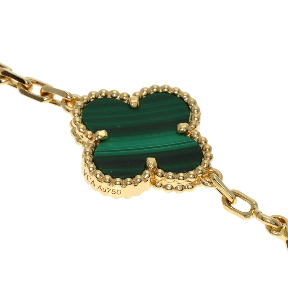 Van Cleef & Arpels Vintage Alhambra Malachite Diamond Bracelet K18 Yellow Gold Ladies [Used]