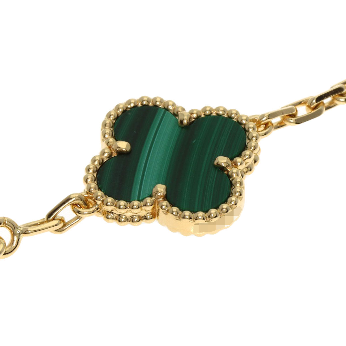 Van Cleef & Arpels Vintage Alhambra Malachite Diamond Bracelet K18 Yellow Gold Ladies [Used]