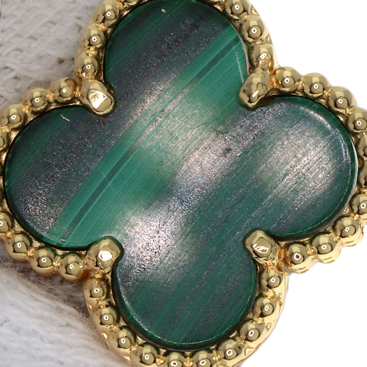 Van Cleef & Arpels Vintage Alhambra Malachite Diamond Bracelet K18 Yellow Gold Ladies [Used]