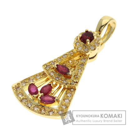 0.69ct Swing Ruby Diamond Pendant top K18 Yellow Gold 6.1g　Ladies