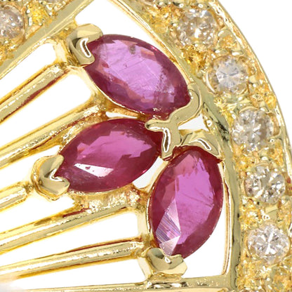 0.69ct Swing Ruby Diamond Pendant top K18 Yellow Gold 6.1g　Ladies