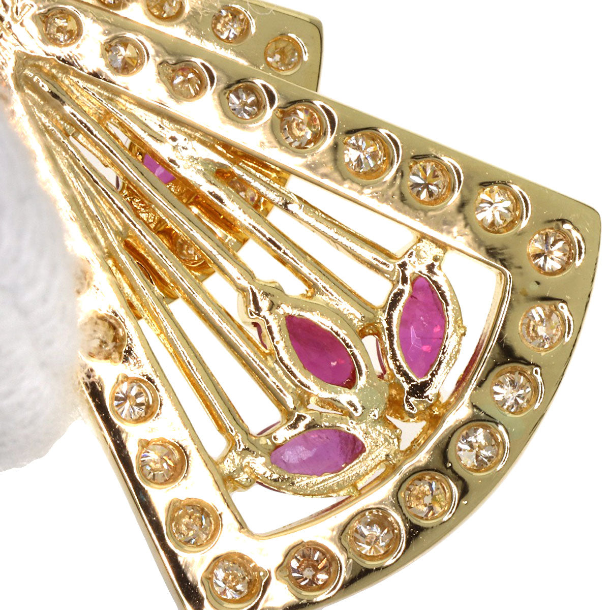 0.69ct Swing Ruby Diamond Pendant top K18 Yellow Gold 6.1g　Ladies