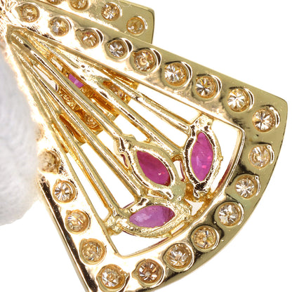 0.69ct Swing Ruby Diamond Pendant top K18 Yellow Gold 6.1g　Ladies