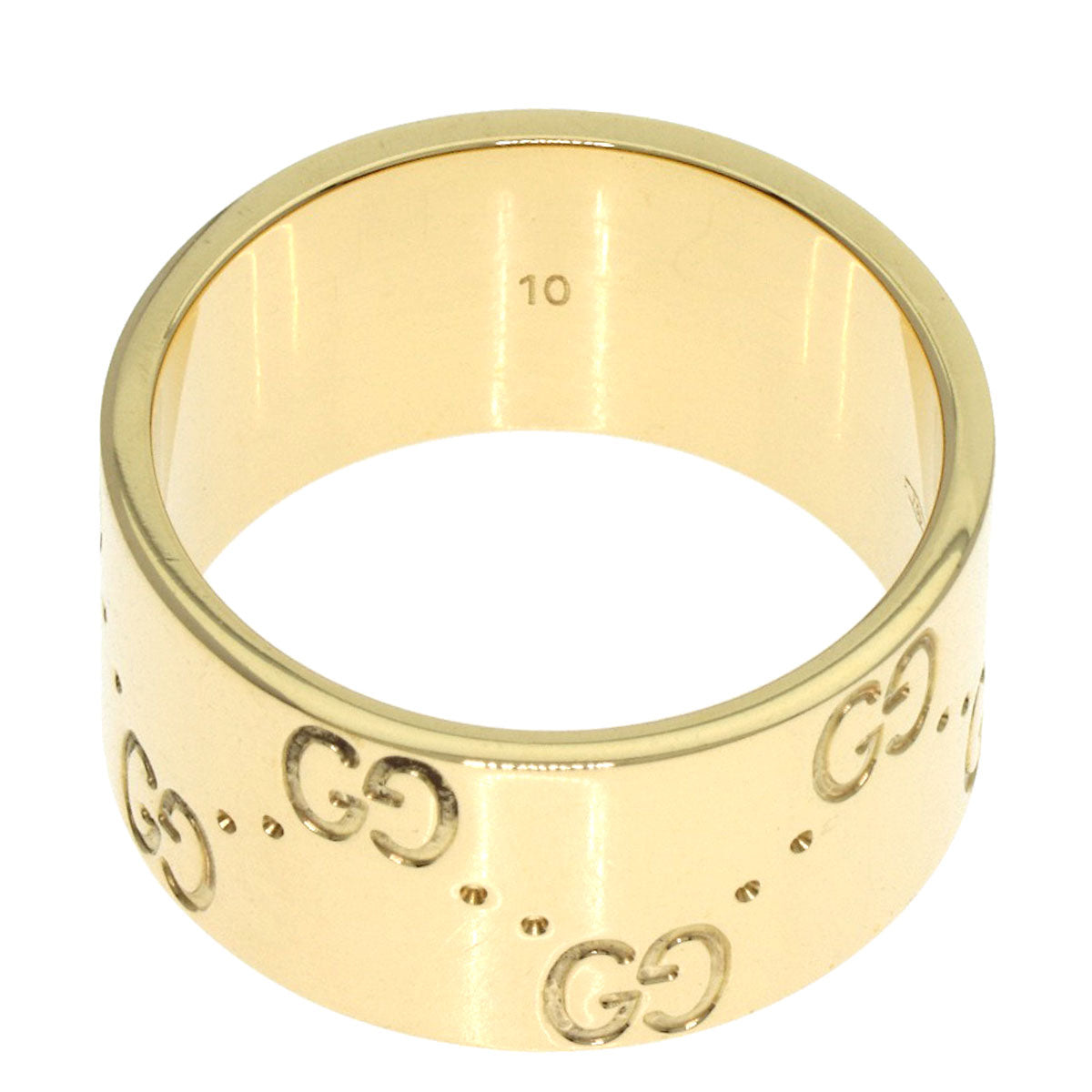 GUCCI Icon Wide #10 Ring K18 Yellow Gold Ladies [Used]