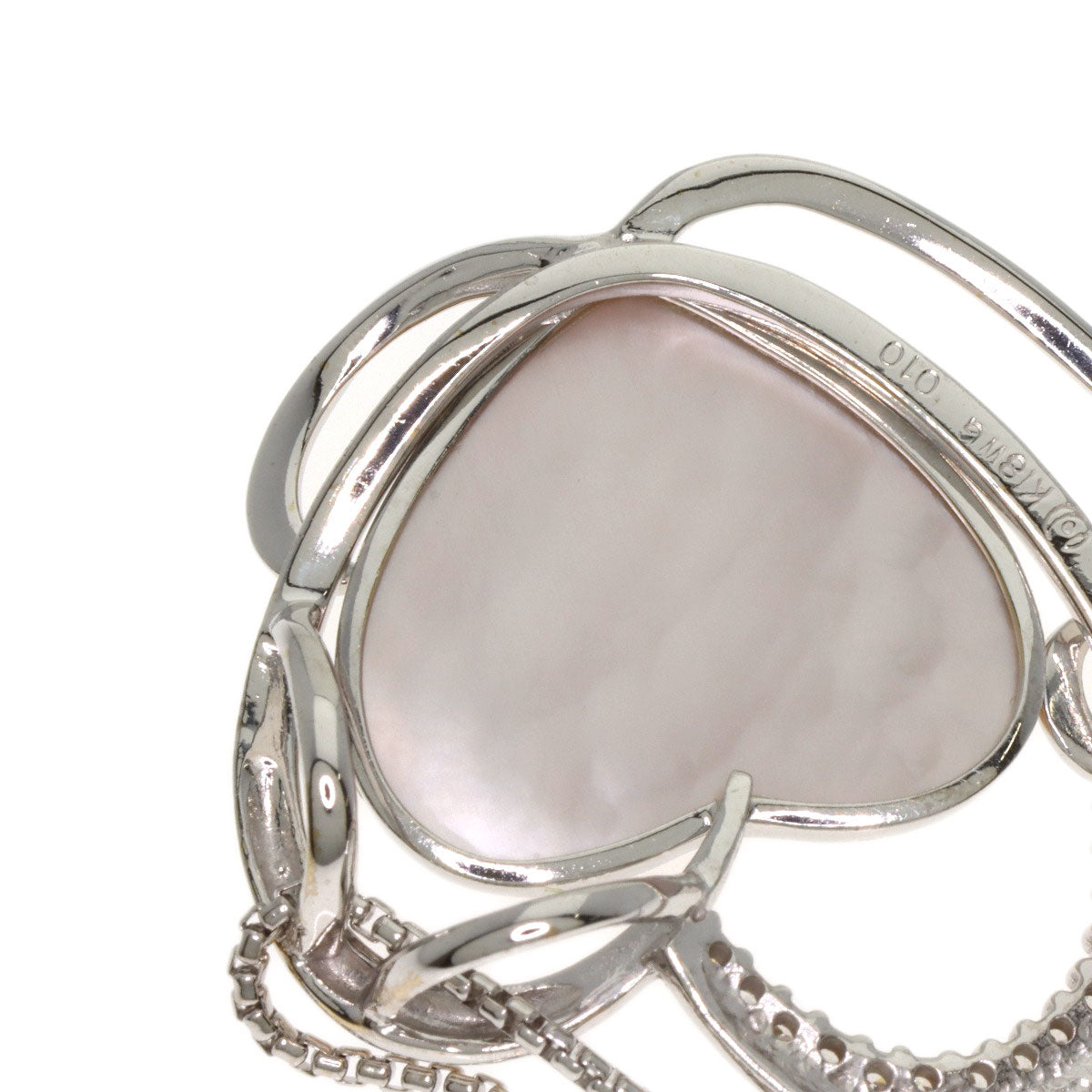 TASAKI Heart Mabe Pearl Diamond Necklace K18 White Gold Ladies [Used]