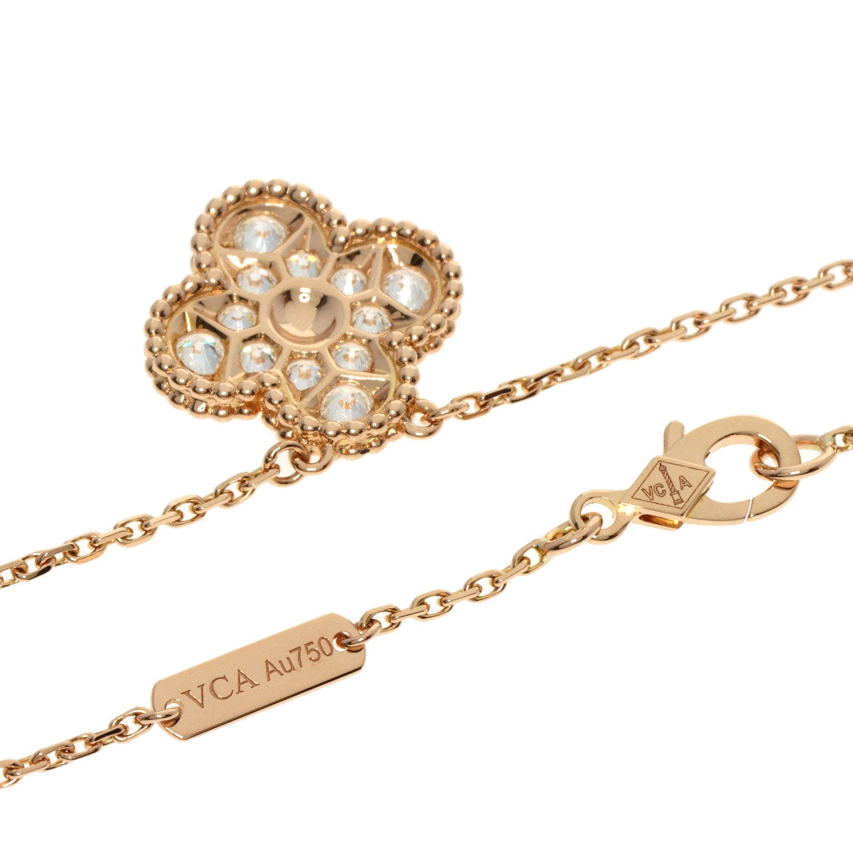 Van Cleef & Arpels Vintage Alhambra Diamond Necklace K18 Pink Gold Ladies [Used]