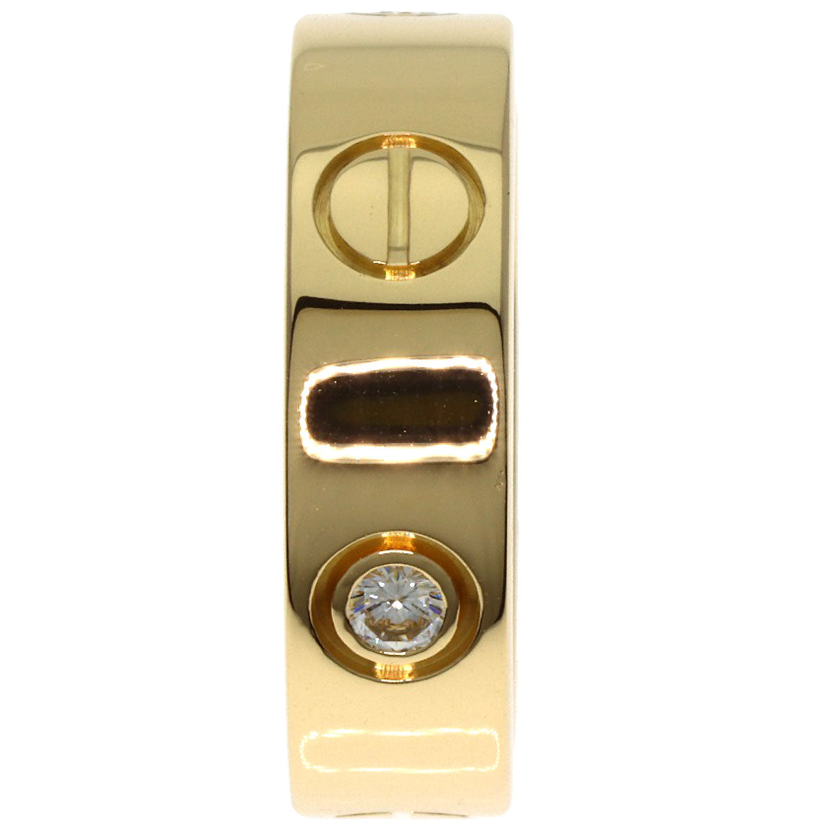 CARTIER Love ring half diamond #51 Ring K18 Yellow Gold Ladies [Used]