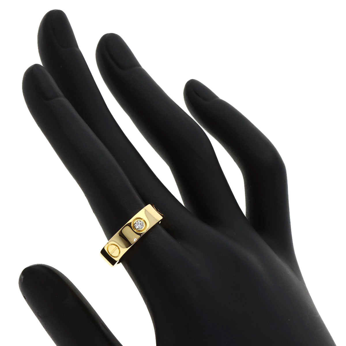 CARTIER Love ring half diamond #51 Ring K18 Yellow Gold Ladies [Used]