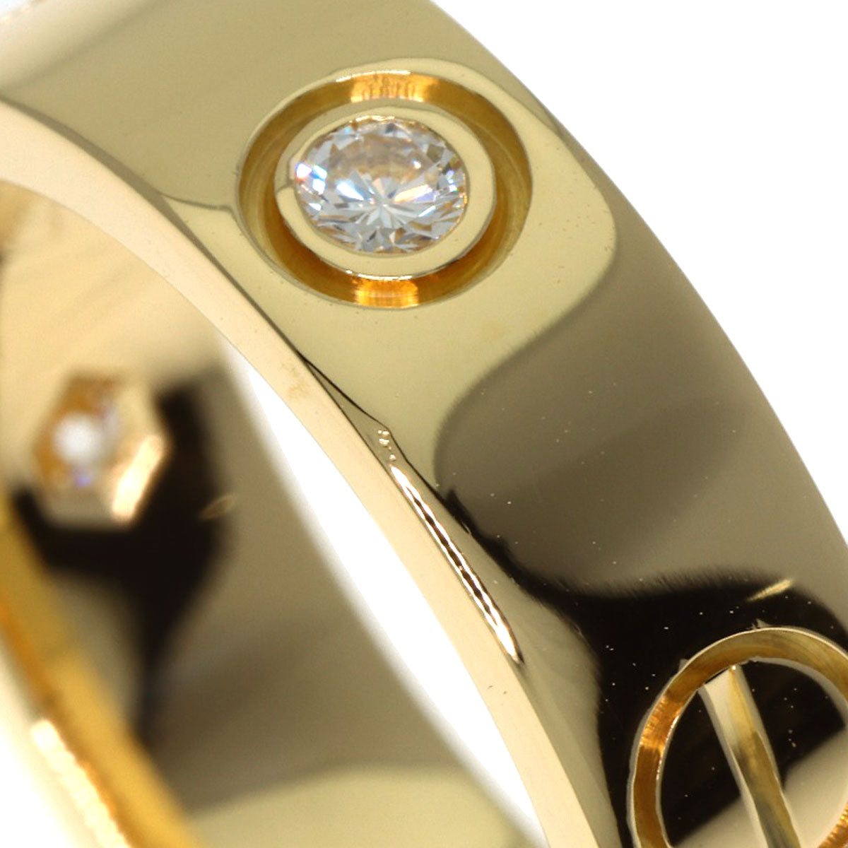 CARTIER Love ring half diamond #51 Ring K18 Yellow Gold Ladies [Used]