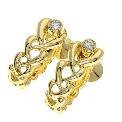 MIKIMOTO Heart Hoop Diamond Earring K18 Yellow Gold Ladies [Used]