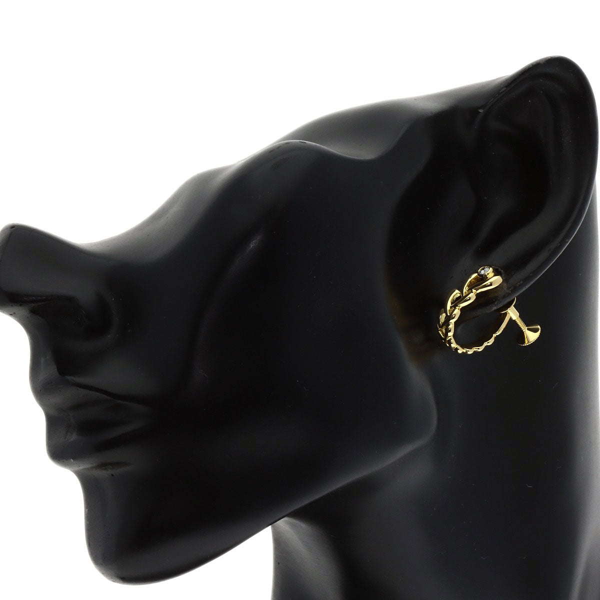 MIKIMOTO Heart Hoop Diamond Earring K18 Yellow Gold Ladies [Used]