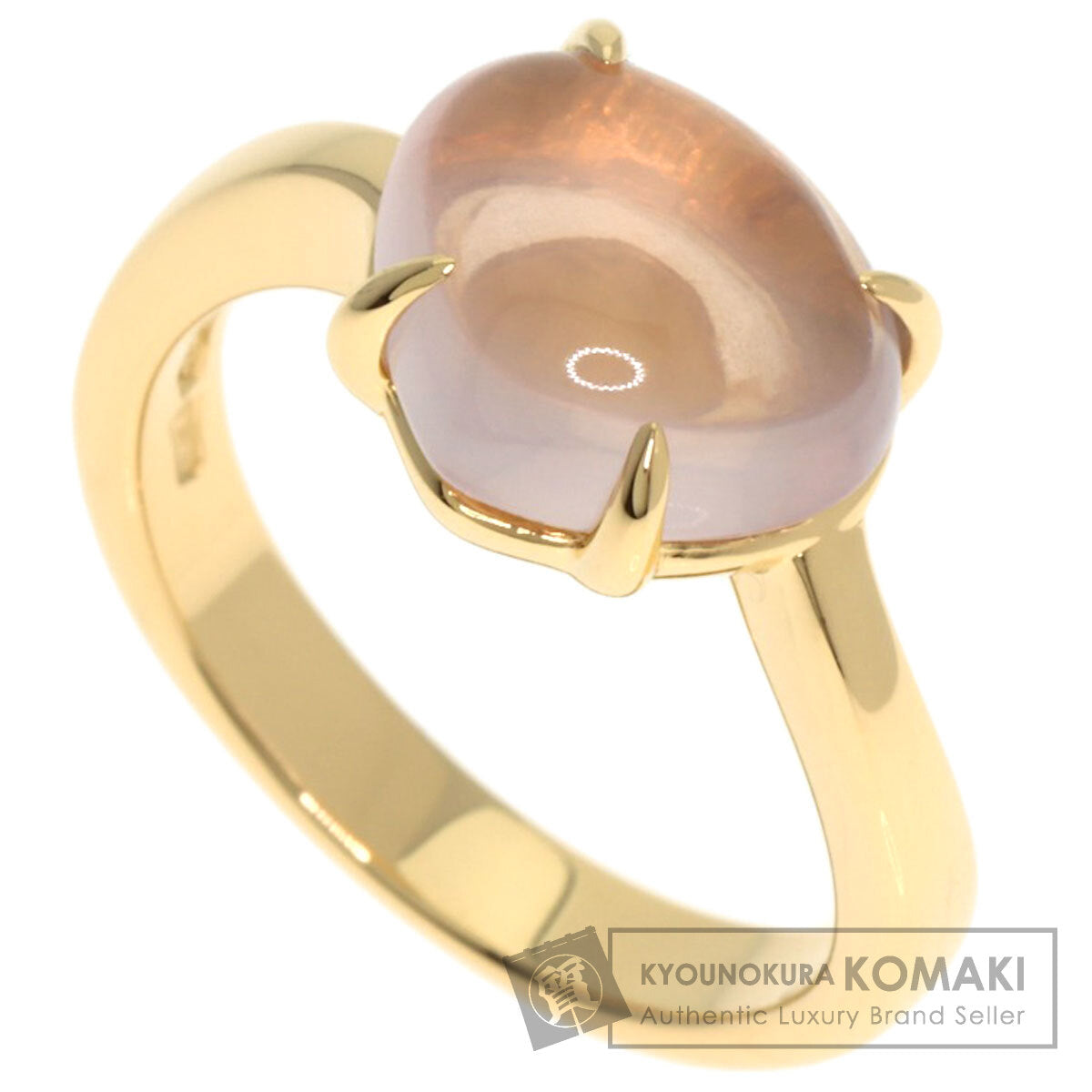 BVLGARI Mediterra Nean Eden Rose Quartz Ring K18 Yellow Gold Ladies [Used]