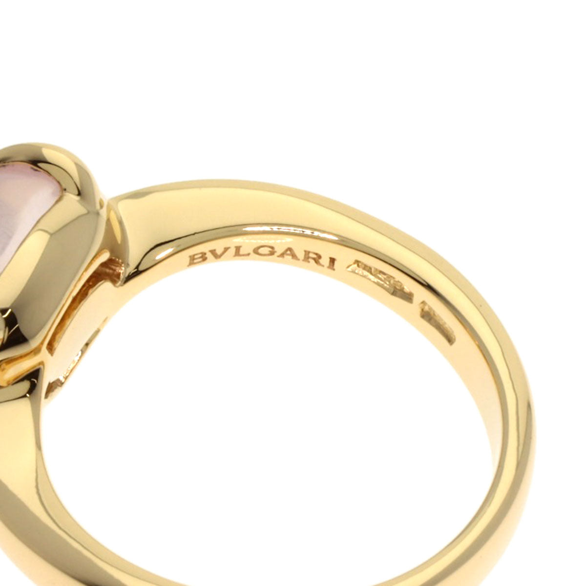 BVLGARI Mediterra Nean Eden Rose Quartz Ring K18 Yellow Gold Ladies [Used]