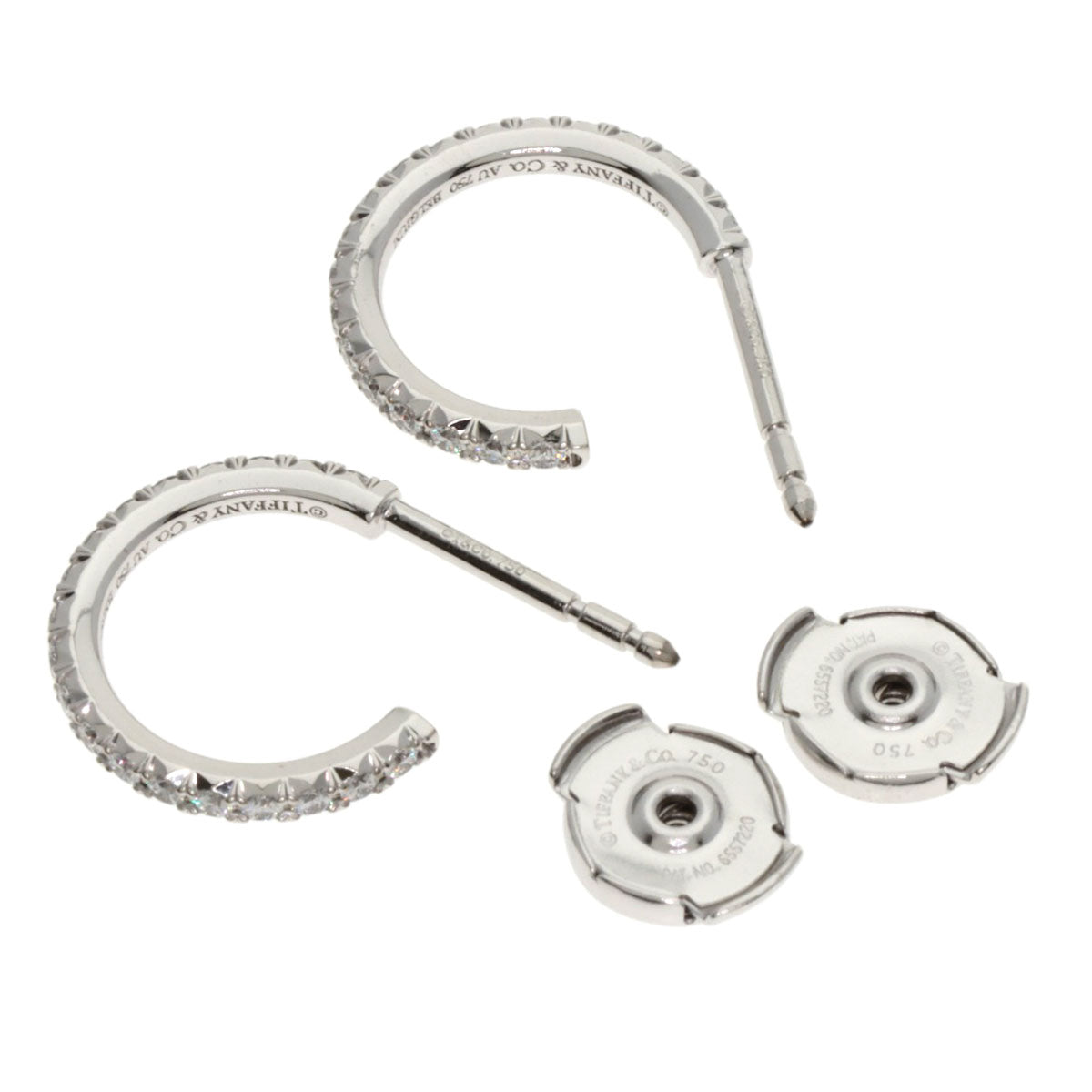 TIFFANY&Co. Metro Full Diamond earring K18 White Gold Ladies [Used]