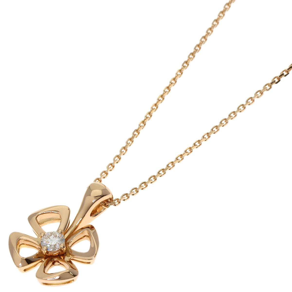 BVLGARI Fiorever 1P Diamond Necklace K18 Pink Gold Ladies [Used]