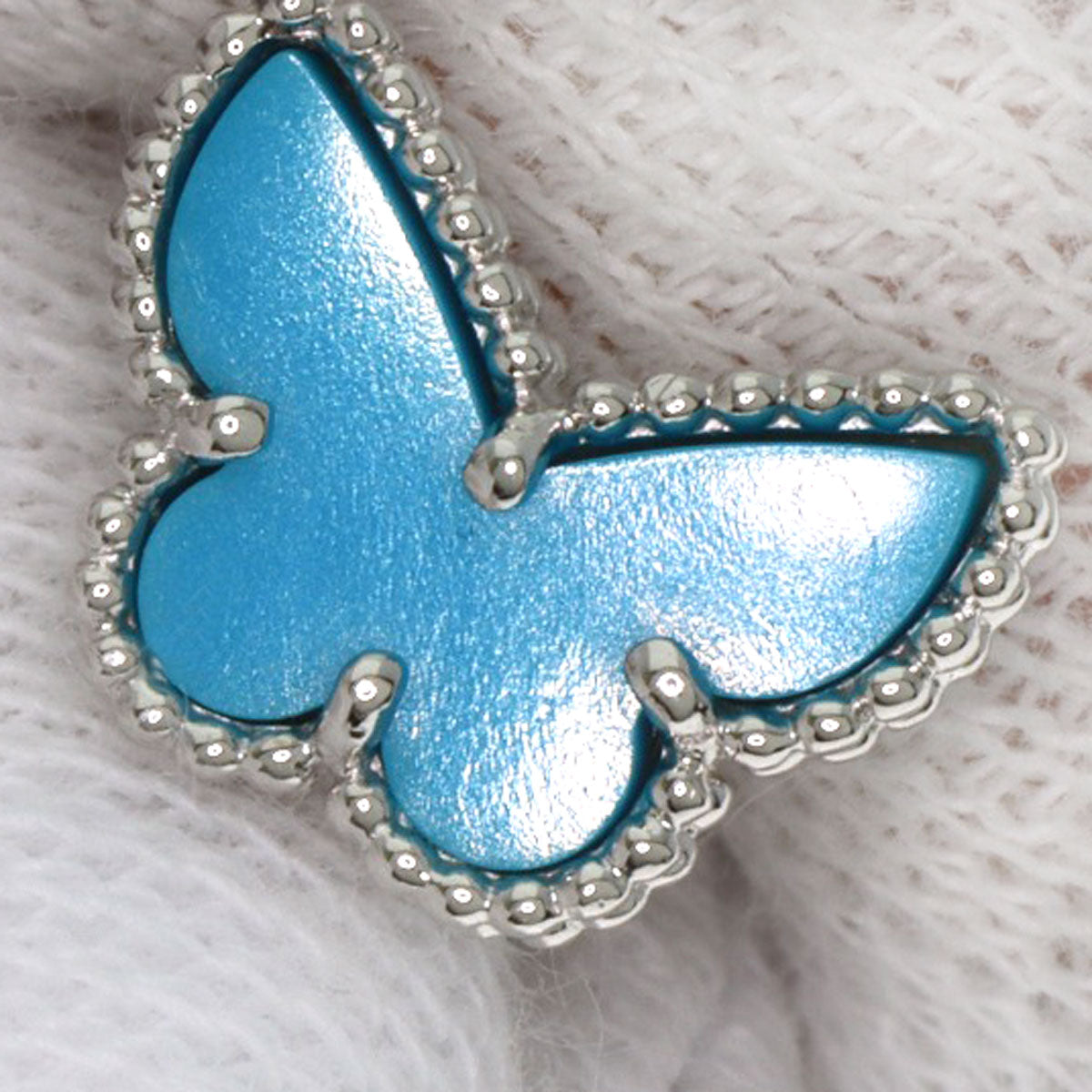 Van Cleef & Arpels Sweet Alhambra Papillon Turquoise earring K18 White Gold Ladies [Used]