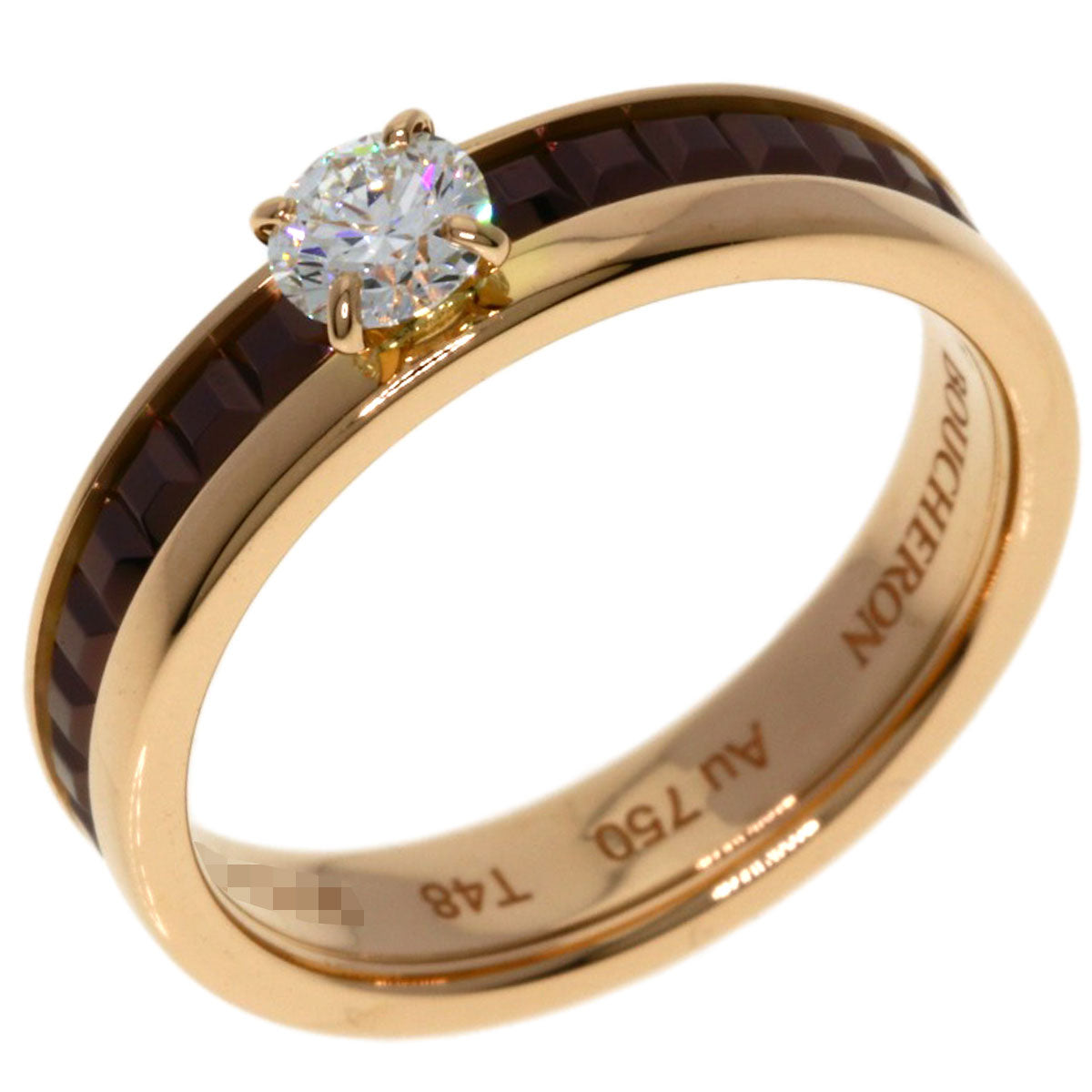 Boucheron Quatre Classic Solitaire Diamond #48 Ring K18 Pink Gold Ladies [Used]