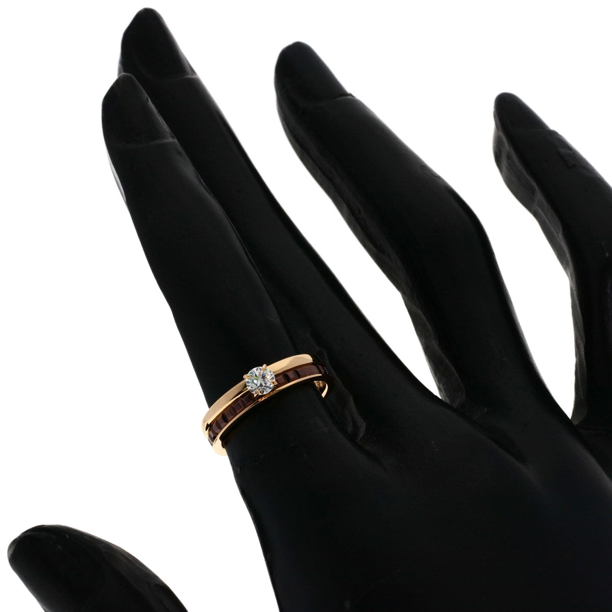 Boucheron Quatre Classic Solitaire Diamond #48 Ring K18 Pink Gold Ladies [Used]
