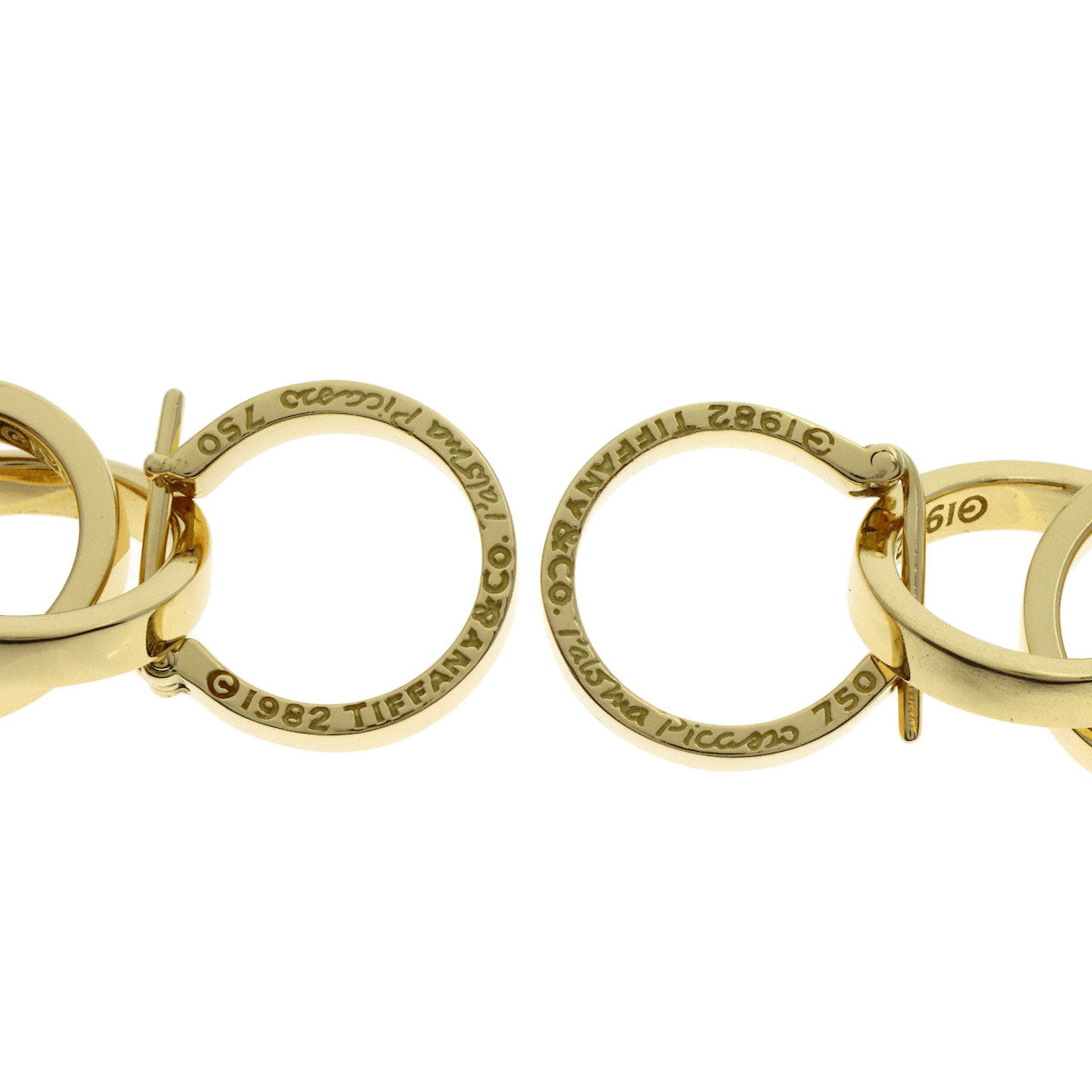 TIFFANY&Co. Triple Circle earring K18 Yellow Gold Ladies [Used]