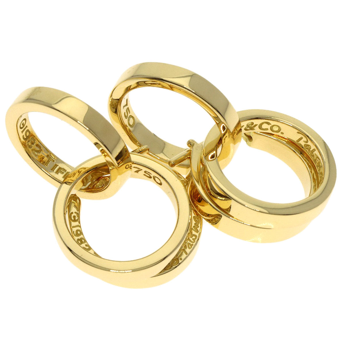 TIFFANY&Co. Triple Circle earring K18 Yellow Gold Ladies [Used]